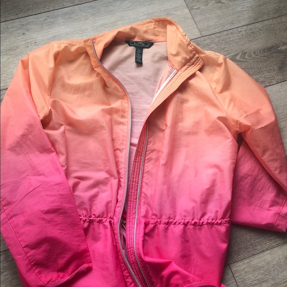 Lightweight Ombre windbreaker Jacket - Pink to Peach Lauren active Ralph Lauren